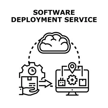 Software deployment service installing new application updates Stock Illustration