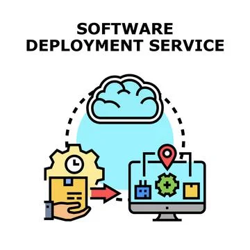 Software deployment service installing new application updates 库存插图