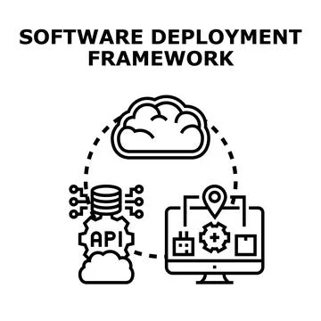 Software deployment technology framework distributing applications via clouds Stockillustratie
