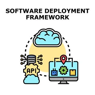 Software deployment technology framework distributing applications via clouds Stockillustratie