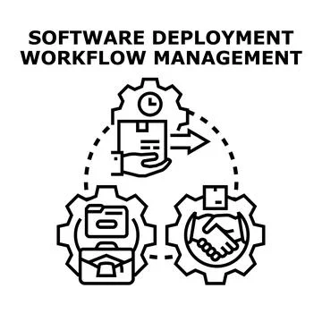 Software deployment workflow management business process automation Illustrazione stock