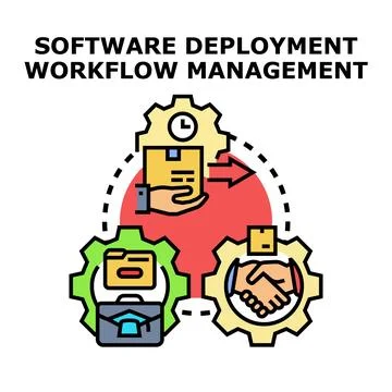 Software deployment workflow management business process automation Stock Illustration