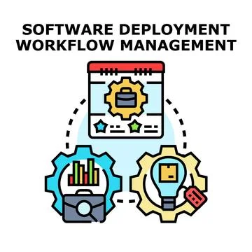 Software deployment workflow management process concept Stock-Illustration