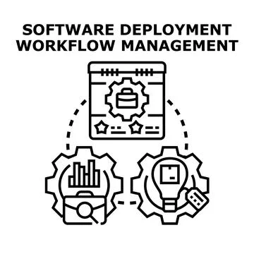 Software deployment workflow management process concept Stock-Illustration