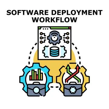 Software deployment workflow process with data automation Stock Illustration