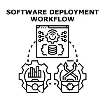 Software deployment workflow process with data automation Illustrazione stock
