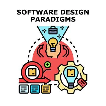 Software design paradigms illustrating development process イラスト素材