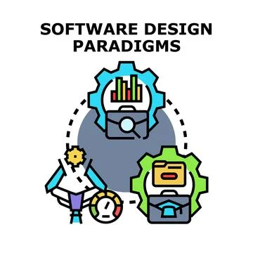 Software design paradigms illustrating development process concepts Stock Illustration