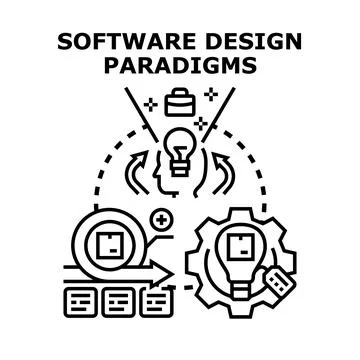 Software design paradigms illustrating development process Stock Illustration