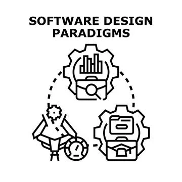 Software design paradigms illustrating development process concepts Illustrazione stock