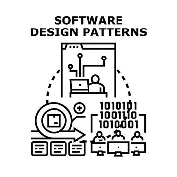 Software design patterns optimizing development programming solutions Illustrazione stock
