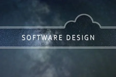 SOFTWARE DESIGN word cloud Concept. Space background. Stock Photos