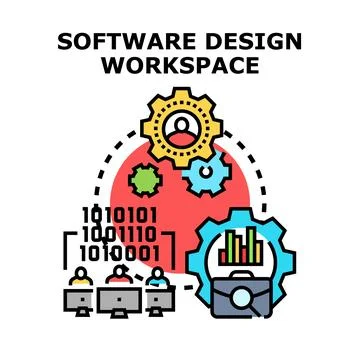 Software design workspace development process illustration Stock Illustration
