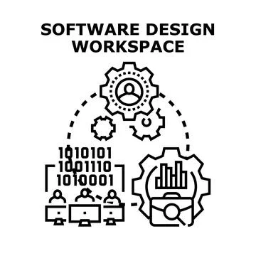 Software design workspace development process illustration 스톡 일러스트