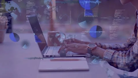 Software dev typing at white desk by window, analyzing, causing charts, code, Stock-Footage 335466166