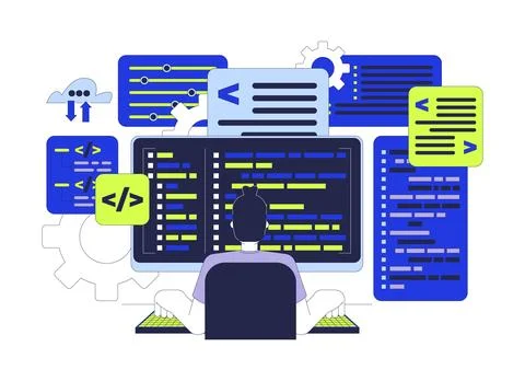 Software developer 2D illustration concept イラスト素材