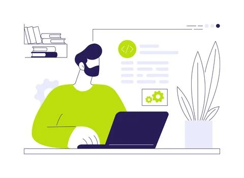 Software developer abstract concept vector illustration. Illustrazione stock