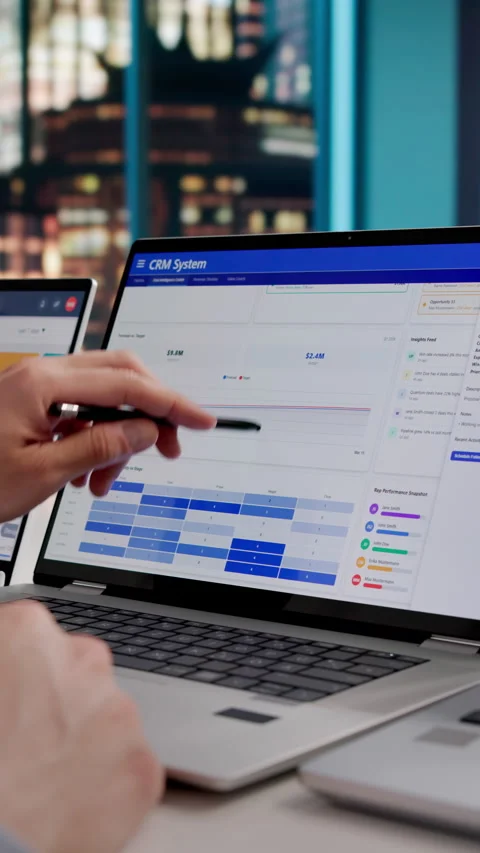 Software Developer Analyzing CRM Data To Improve Company Sales 스톡 동영상 332906193