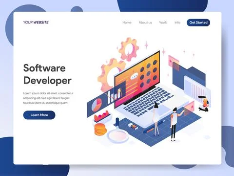 Software Developer banner of landing page Illustrazione stock