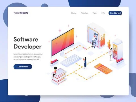 Software Developer banner of landing page イラスト素材