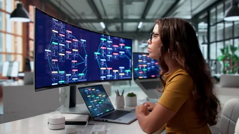 Software Developer Builds Automation Workflows Video stock 344715841