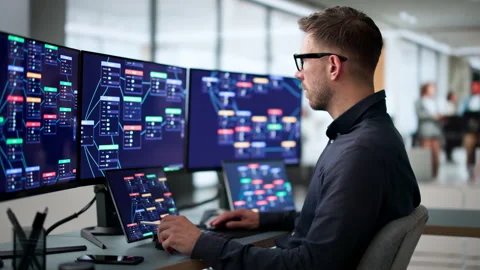 Software Developer Builds Business Workflows Stockbeeldmateriaal 342960783