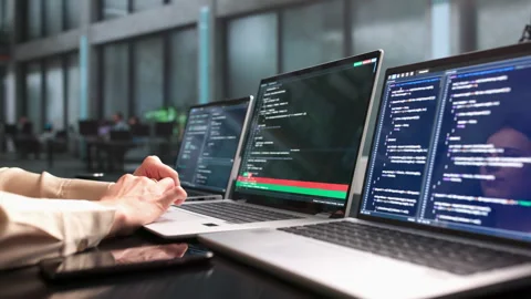 Software Developer Carefully Reviews Code Differences Stock Footage 339907113