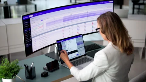 Software Developer Carefully Tracking Bug Reports Stock Footage 346928397