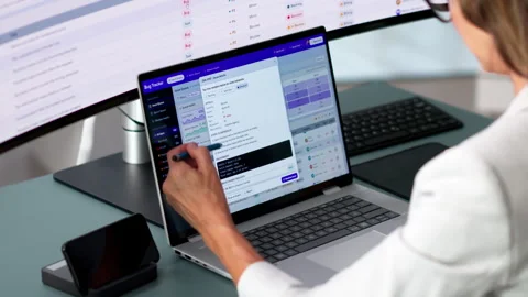 Software Developer Carefully Tracking Bug Reports Stock Footage 347290234