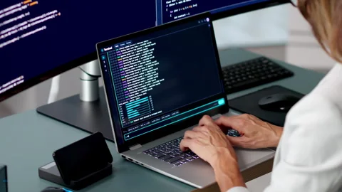 Software Developer Carefully Writes Code Stock-Footage 347290283