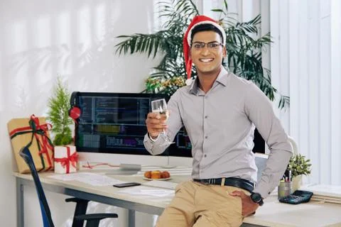 Software developer celebrating Christmas Stock Photos