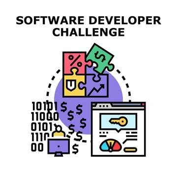 Software developer challenge concept illustrating programming solutions Stock Illustration