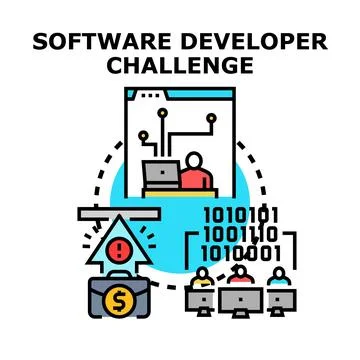 Software developer challenge creating new solutions and earning rewards Stock Illustration