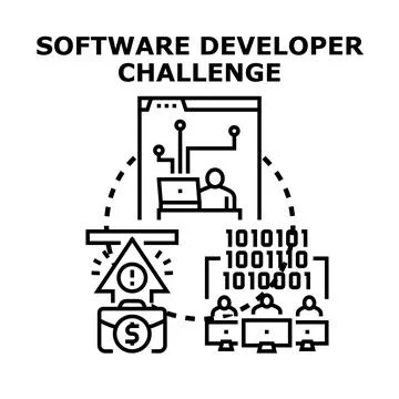 Software developer challenge creating new solutions and earning rewards Illustrazione stock