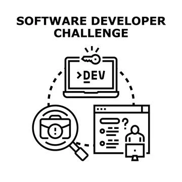 Software developer challenge finding coding solution problem 库存插图