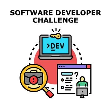 Software developer challenge finding coding solution problem Illustration