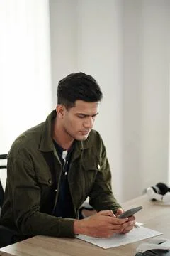 Software Developer Checking Text Messages 스톡 사진