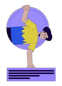 Software developer coding 2D linear cartoon character Stock Illustration