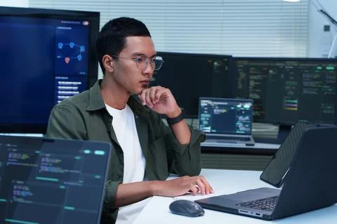 Software Developer Coding Artificial Intelligence Technology Fotos Stock