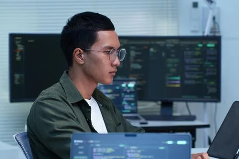 Software Developer Coding Artificial Intelligence Technology Stock Photos