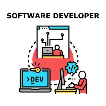 Software developer coding engineering and creating applications イラスト素材