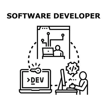 Software developer coding engineering and creating applications 스톡 일러스트