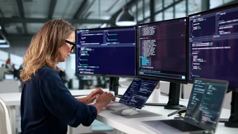 Software Developer Coding Interactive Programs On Laptop Stock Footage 346325280