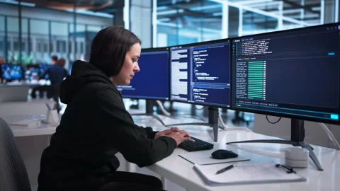 Software Developer Coding Interactively Stock Footage 338170795