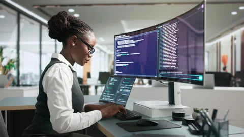 Software Developer Coding Interactively Stock Footage 344720088