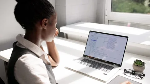 Software Developer Coding Program On Laptop While Sitting Stock Footage 312468013