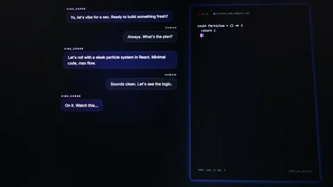 Software Developer Collaborating with Ai Coding Assistant in Modern Interface Stock Footage 334730322