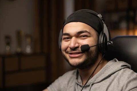 Software developer computer in dark home office. Startup and hard working Stock Photos