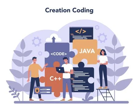 Software developer concept. Idea of programming and coding, Stock Illustration