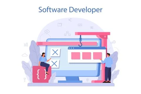 Software developer concept. Idea of programming and coding Stock Illustration